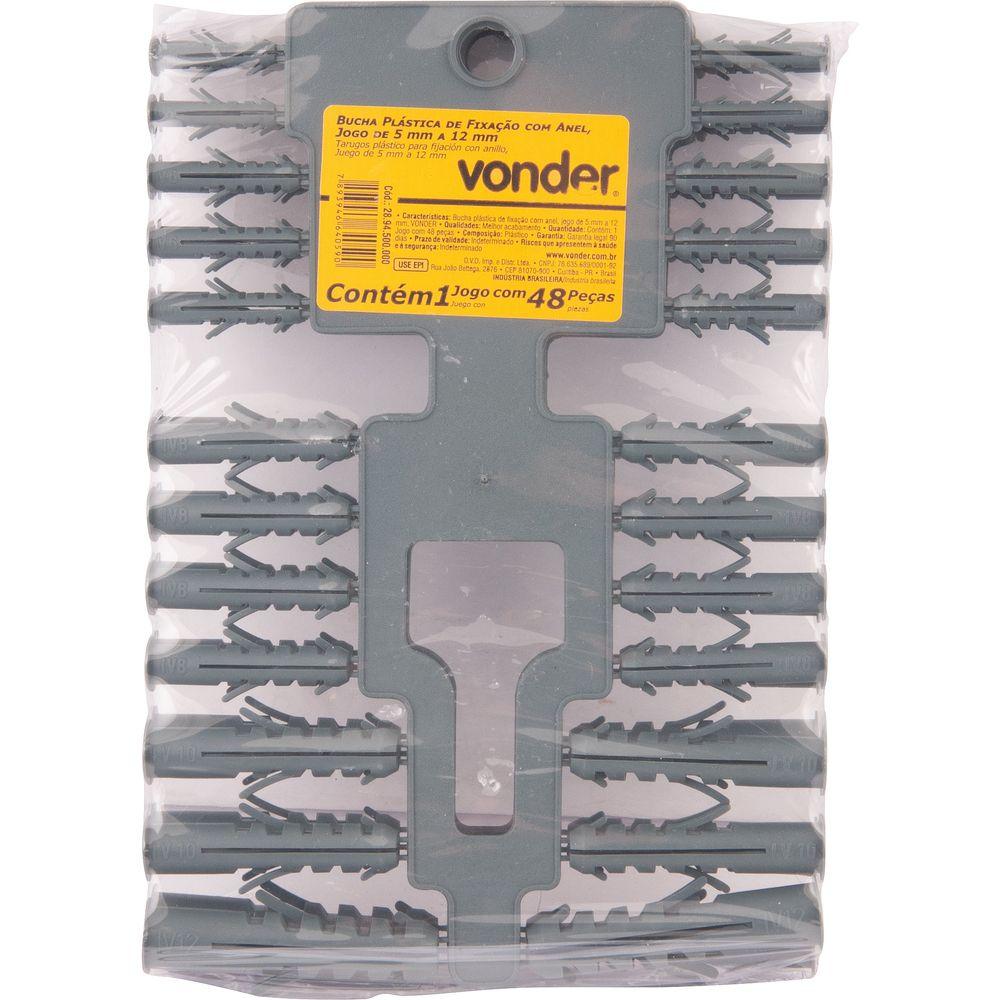 Bucha Plástica de Fixação c/ Anel Jogo de 5mm à 12mm Vonder - 3