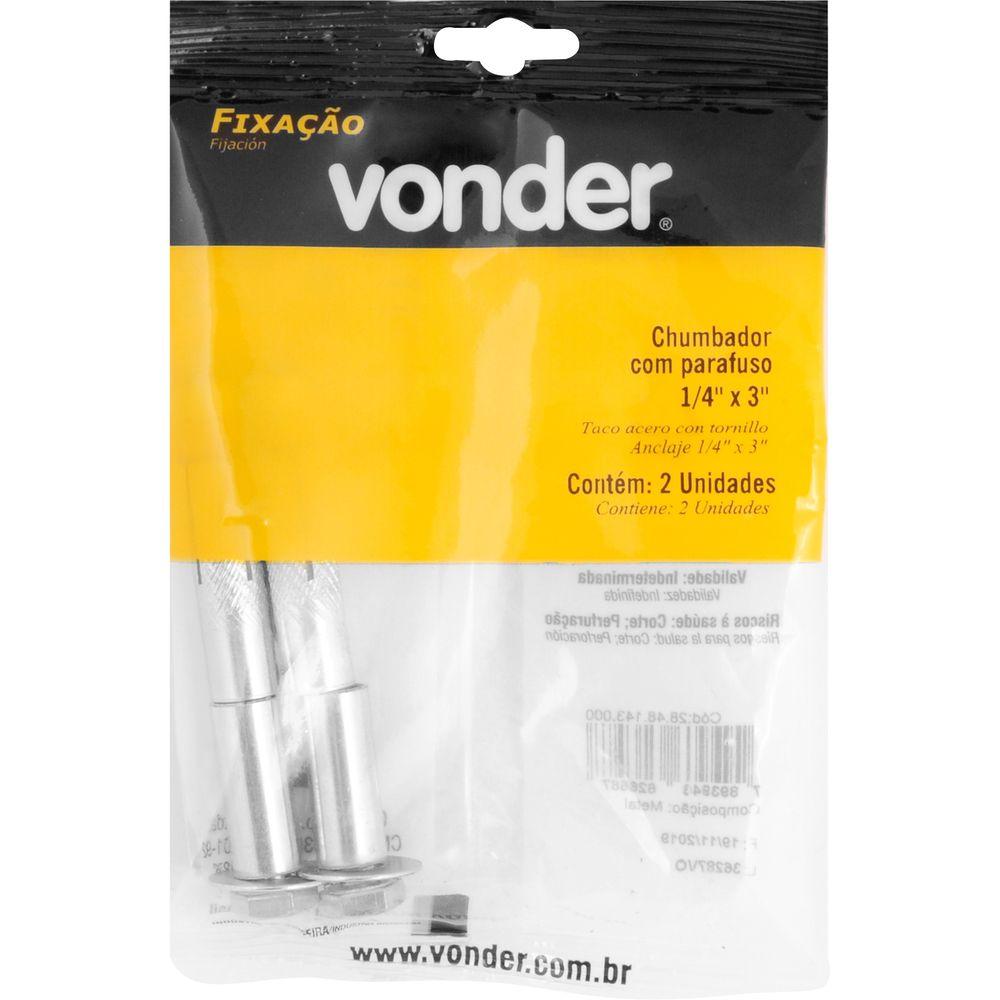 Chumbador com Parafuso 1/4'' X 3'' com 2 peças Vonder - 3