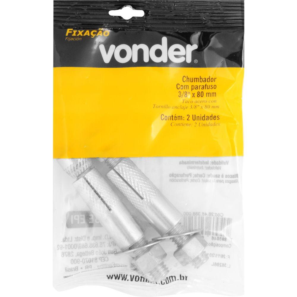 Chumbador com Parafuso 3/8'' x 80 mm com 2 peças Vonder - 3