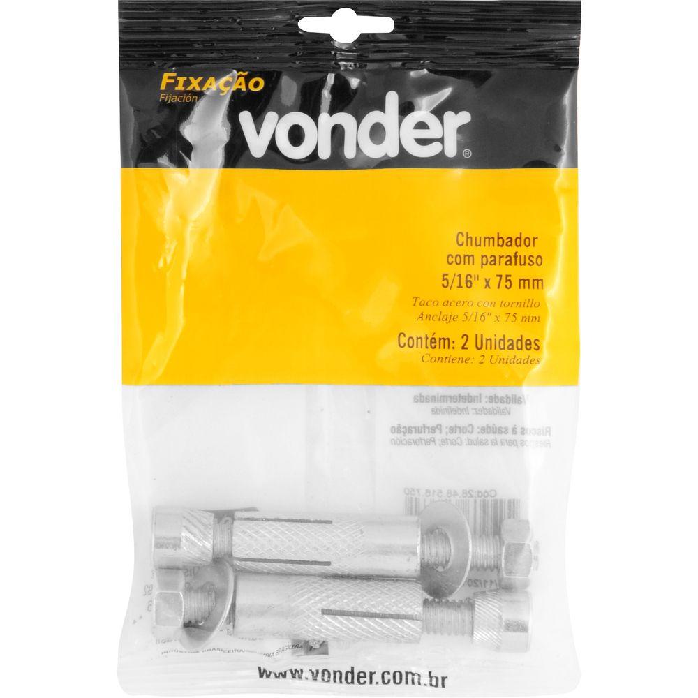Chumbador com Parafuso 5/16'' x 75 mm com 2 peças Vonder - 2