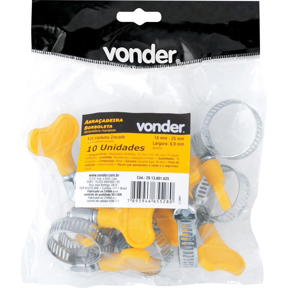 Abraçadeira Borboleta 16 mm à 25 mm com 10 peças Vonder - 2