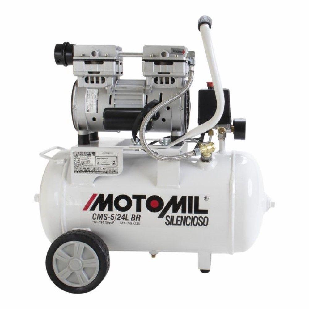 Compressor Silencioso 120psi 220V Branco CMS-5/24BR Motomil - 1