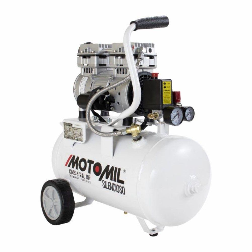 Compressor Silencioso 120psi 220V Branco CMS-5/24BR Motomil - 2