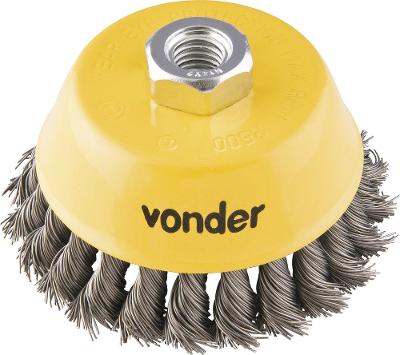 Escova Copo Torcida 4  Rosca M14 Aço Carbono Polido 8500rpm