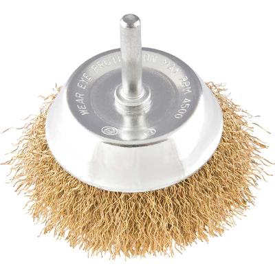 Escova Copo Ondulada 2  Haste 1/4  Aço Carbono Latonado 4500