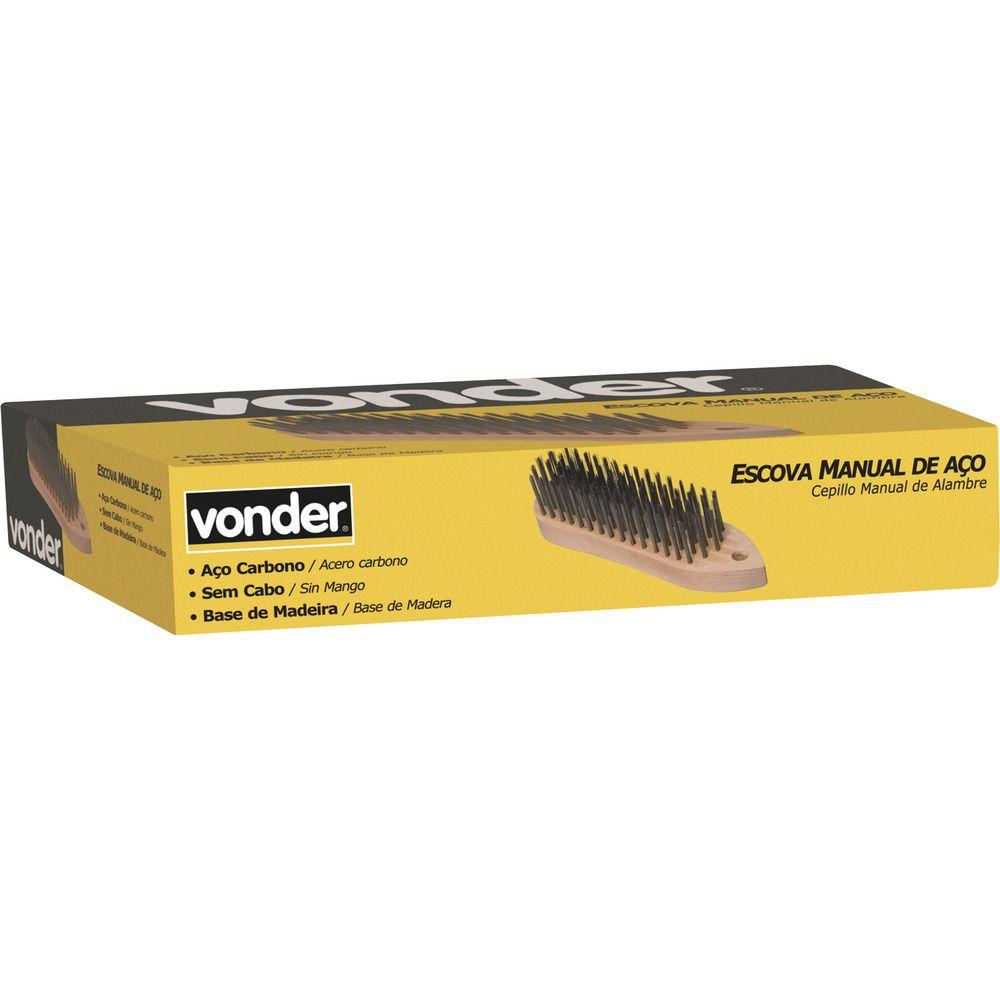 Escova manual sem cabo aço carbono cepa madeira Vonder - 2