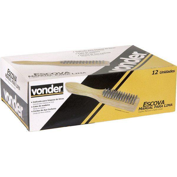 Escova manual aço 5 fileiras cabo madeira para lima Vonder - 3