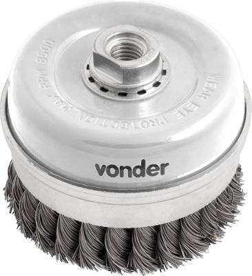 Escova Copo Torcida 4  Rosca M14 Aço Carbono Polido 8500rpm 