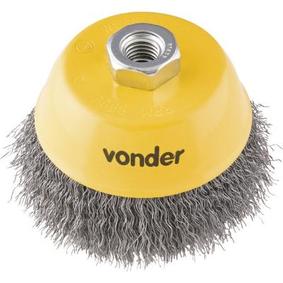 Escova copo ondulada 6" rosca m14 aço carbono polido 6500rpm