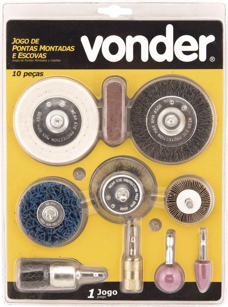 Jogo ponta montada e escovas com 10 peças Vonder - 3