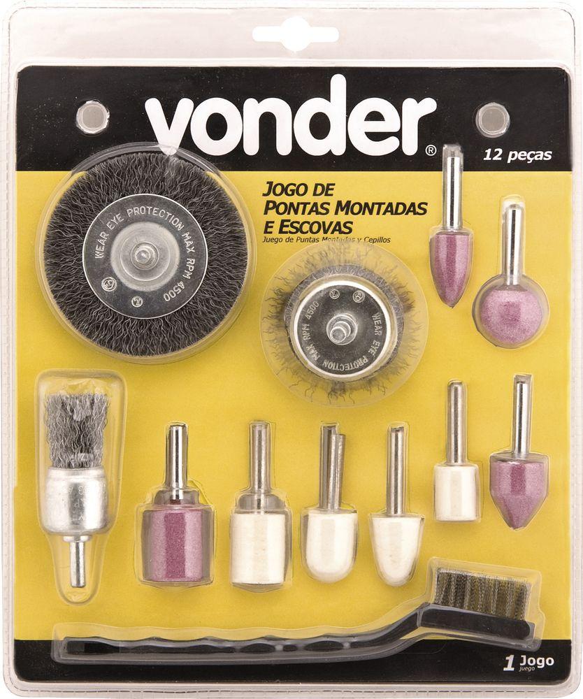 Jogo ponta montada e escovas com 12 peças Vonder - 1