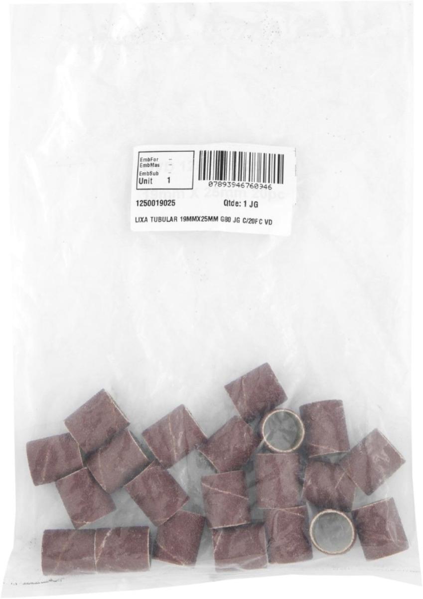 Lixa Tubular 19x25 mm Grão 80 Jogo com 20 peças Vonder - 4