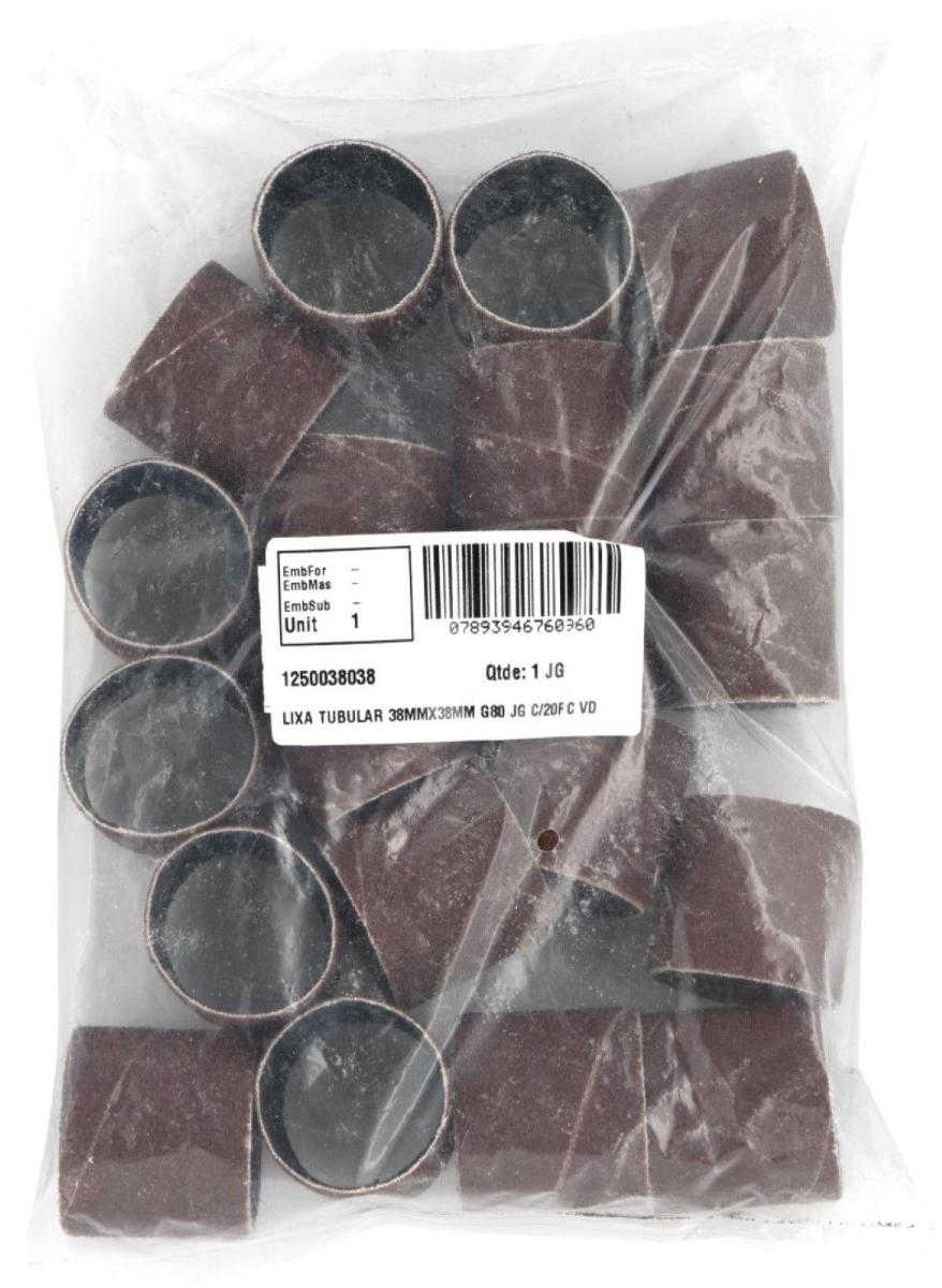 Lixa Tubular 38x38 mm Grão 80 Jogo com 20 peças Vonder - 5