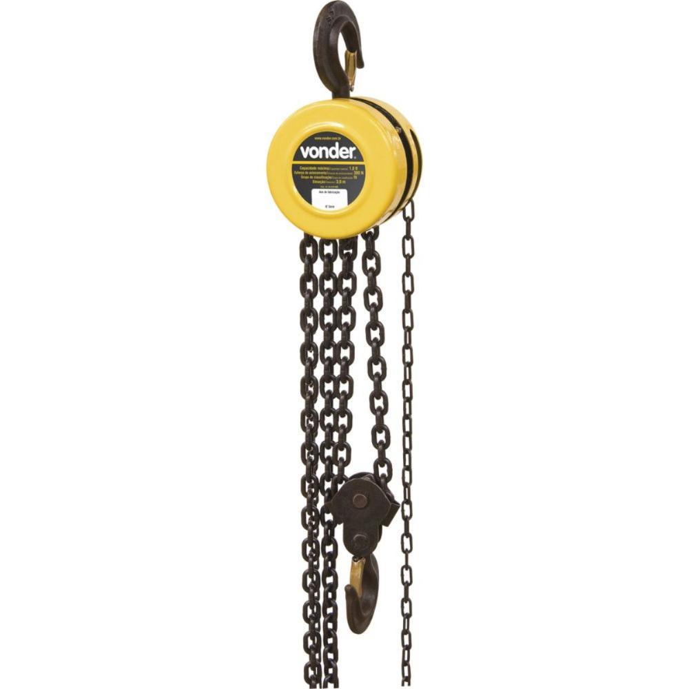 Talha Manual 1 Ton Elevação 3m Vonder com Corrente Gancho - 1