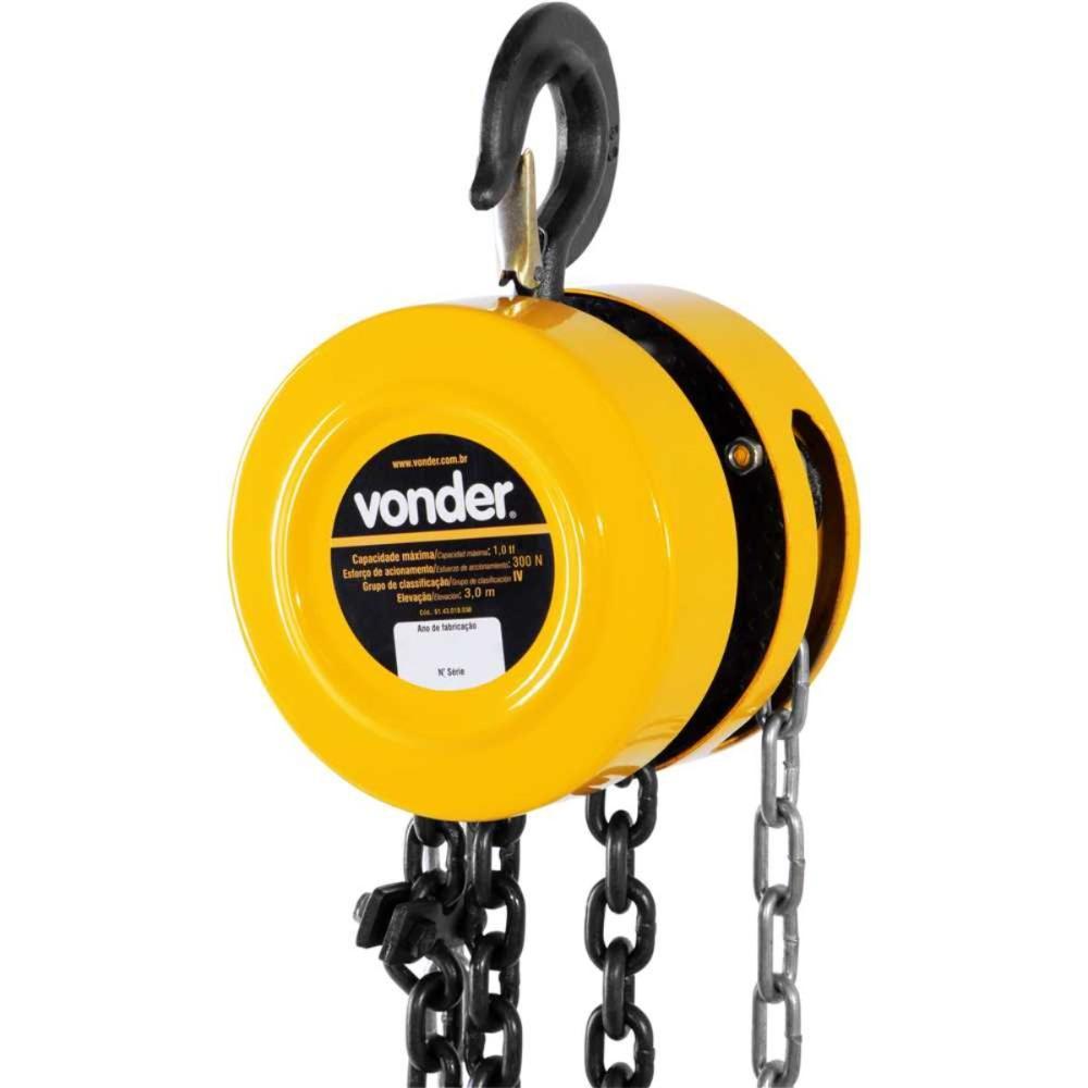 Talha Manual 1 Ton Elevação 3m Vonder com Corrente Gancho - 3