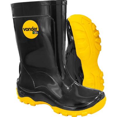 Bota Infantil Preta e Amarela Pvc c/ Forro Tam. 26/27 Vonder