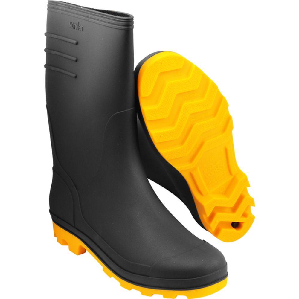 Bota Preta e Amarela PVC Tam. 40 com Forro Vonder - 1
