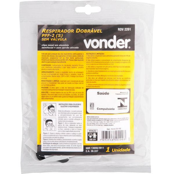 Respirador Descartável Rdv2201 Pff2 Branco s/ Válv Vonder - 5