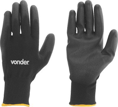 Luva poliéster helanca g preto palma pu ca30909 - Vonder