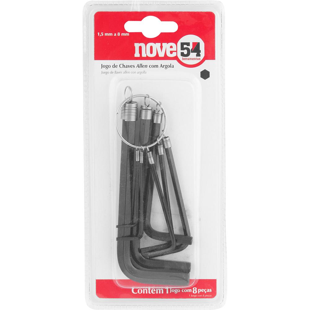 Jogo de Chaves Allen 1,5mm à 8mm com Argola 8 Peças - Nove54 - 2