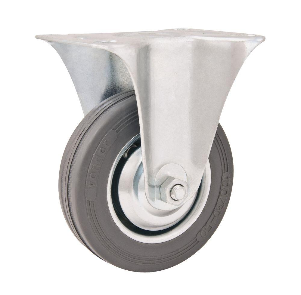 Rodizio fixo 4" leve 60kg núcleo chapa borracha cinza Vonder - 1