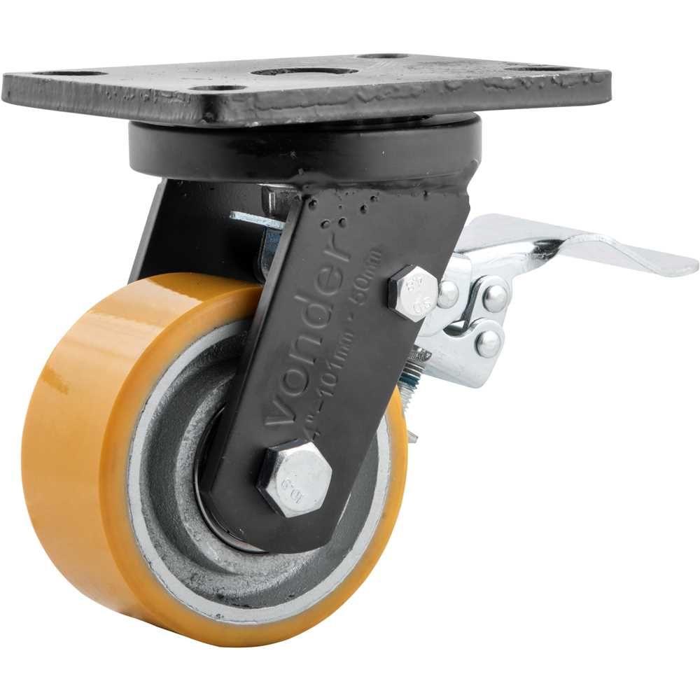 Rodizio Giratório com Freio 4'' Pu+Ferro Industrial Vonder - 1