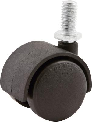 Rodizio Giratório Duplo 50mm 20kg Nylon Pino Rosca 10x15mm R