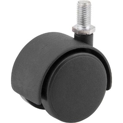 Rodizio Giratório Duplo 50mm 20kg Nylon Pino Rosca 10x15mm R