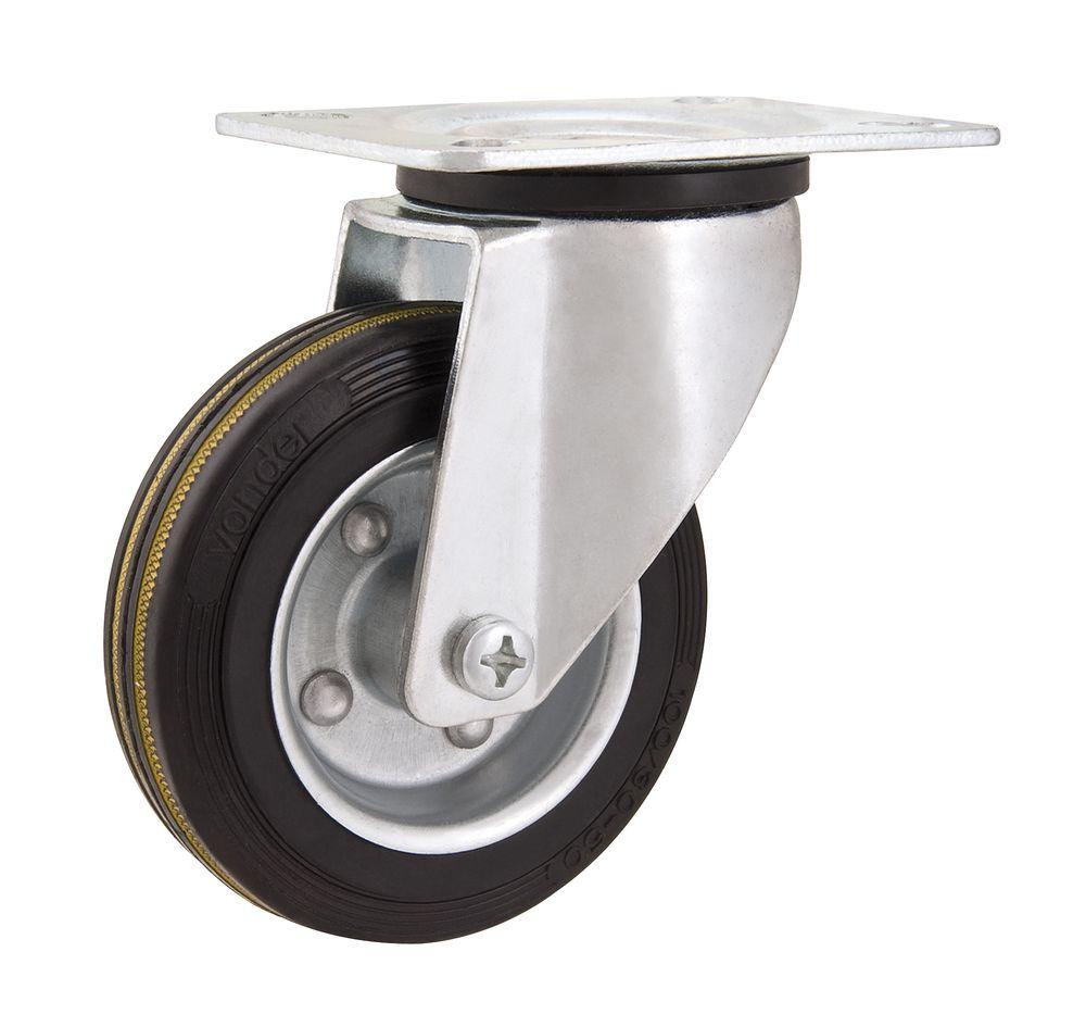 Rodizio Giratório 3 Média 60kg Chapa Borracha Preta Vonder - 1