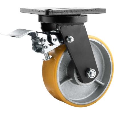 Rodizio Giratório com Freio 6'' Pu+Ferro Industrial Vonder