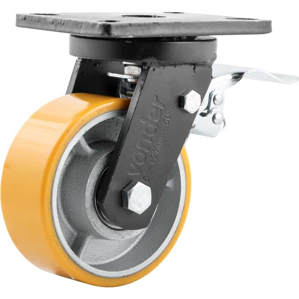 Rodizio Giratório com Freio 5'' Pu+Ferro Industrial Vonder - 2