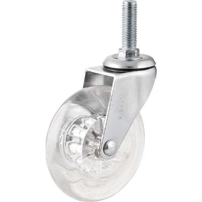 Rodizio giratório 3" leve 55kg poliuretano transp pino rosca