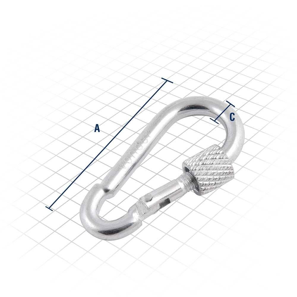 Mosquetão c/ trava roscada 4x40mm leve galvanizado Vonder - 2