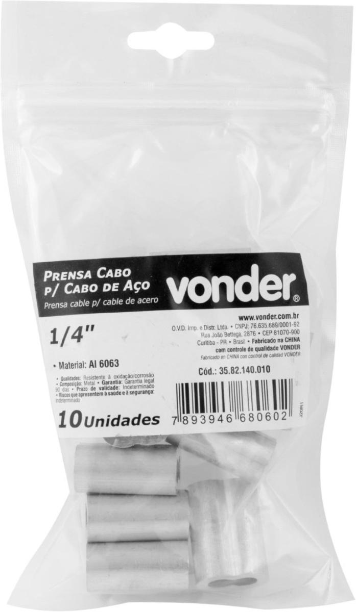 Prensa Cabo p/ Cabos de Aço de 1/4'' com 10 peças Vonder - 2
