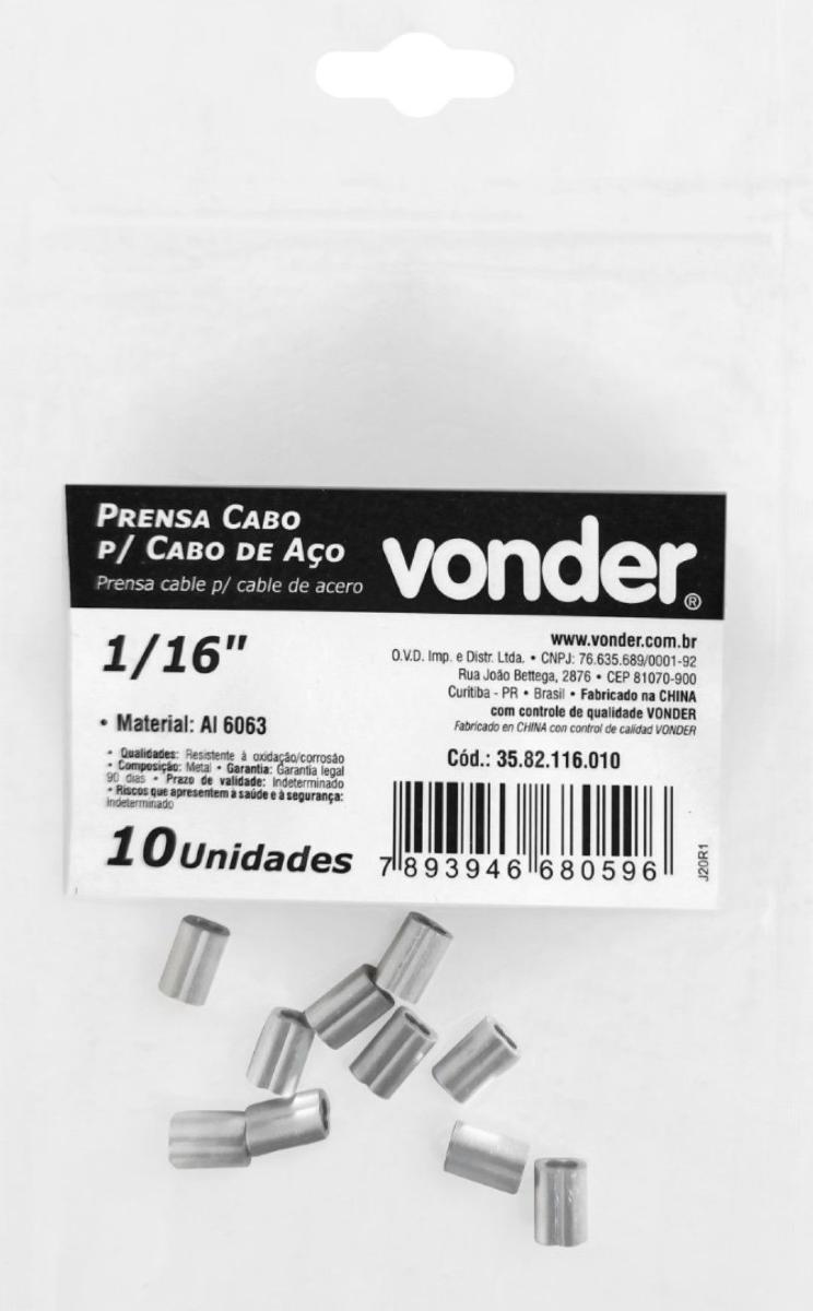 Prensa Cabo p/ Cabos de Aço de 1/16'' com 10 peças Vonder - 2
