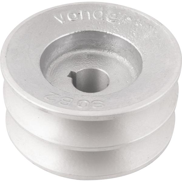 Polia Alumínio 2 Canais Perfil B 90mm com Furo 3/4" - Vonder - 2