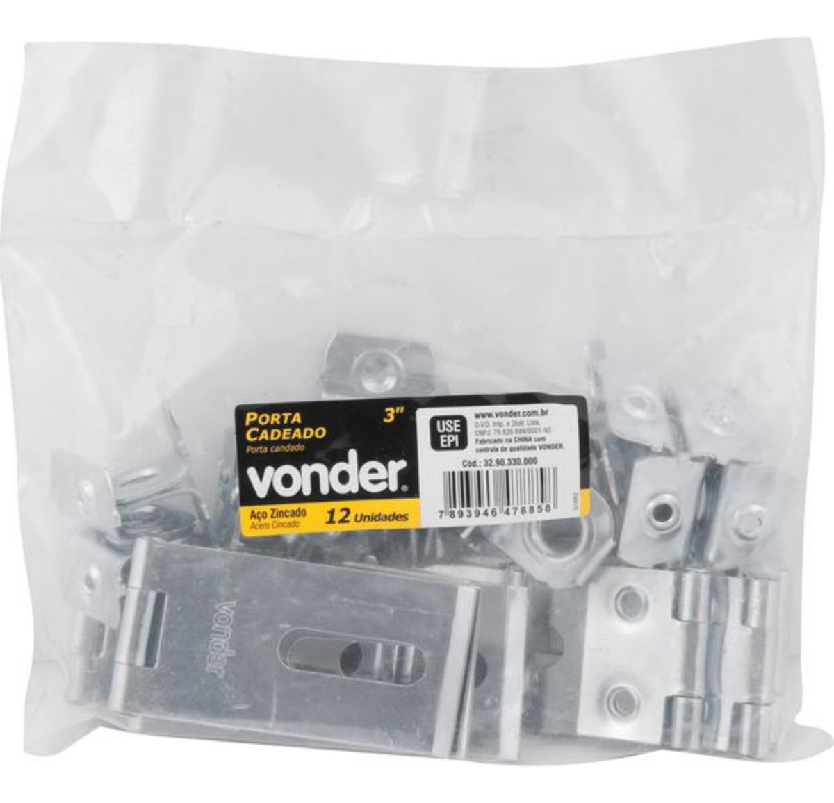 Porta Cadeado 2.1/2" Zincado pacote com 12peças Vonder - 2