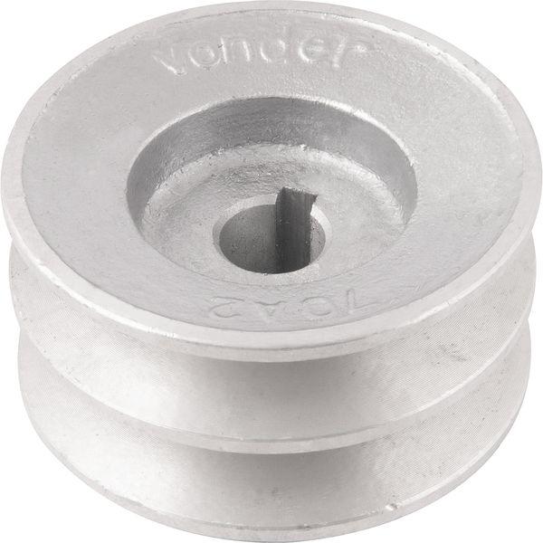 Polia Alumínio 2 Canais Perfil A 70mm com Furo 14mm - Vonder - 2
