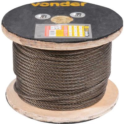 Cabo de aço af 3/16" alma de fibra 6x7 polido c/ 100m Vonder