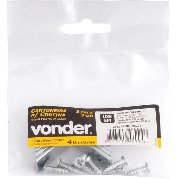 Cantoneira p/ cortina 03x03cm zincado cce0033 c/ 4 pç Vonder - 2