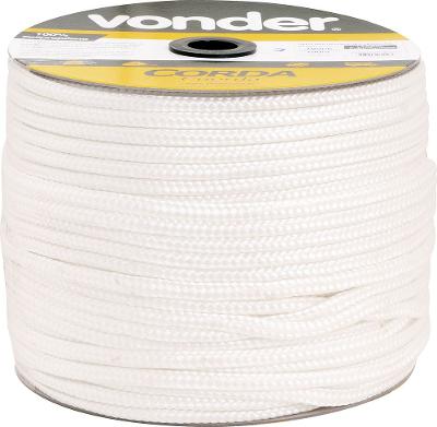 Corda Multifilamento Trançada 8,0mm 8,0kg 258m Branca Vonder