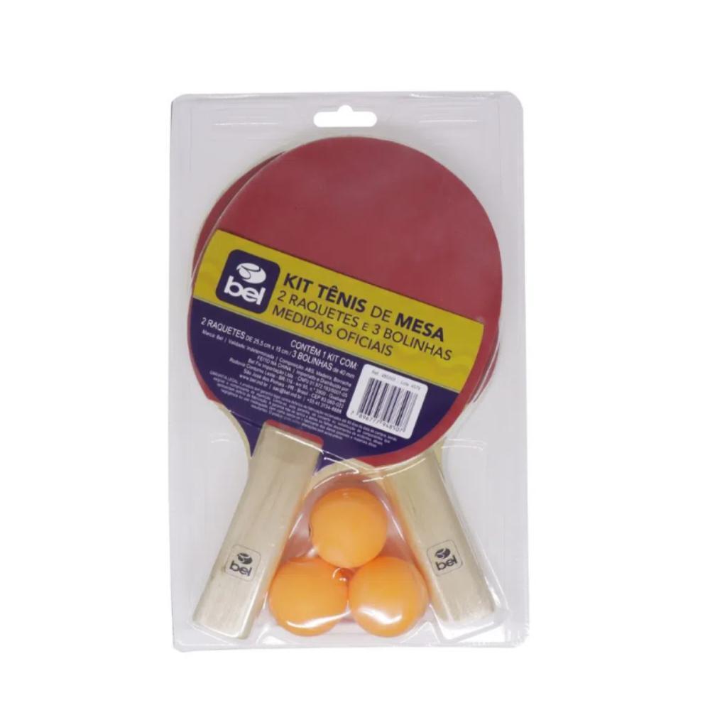 Kit com 2 raquetes e 3 bolas para tênis de mesa - Bel Sports - 4