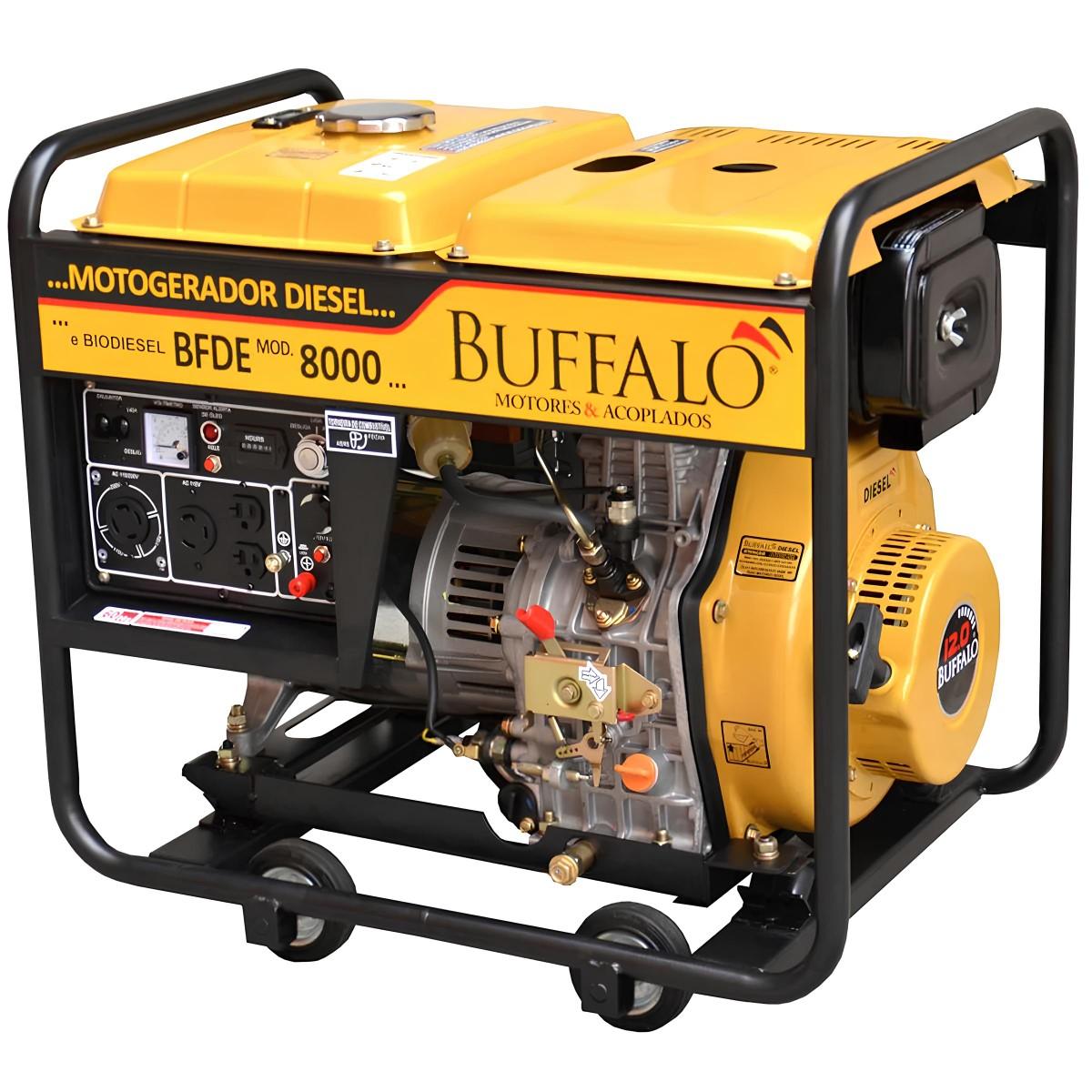 Motogerador Buffalo BFDE 8000 PRO Diesel Trifásico 380V 7,5KVA 13Cv Partida Elétrica e Manual 71333 - 1
