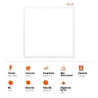 Painel LED Modular Embutir 62x62cm 40W 4000K Black+Decker Luz Amarela Neutra 3200lm Bivolt Branco - 3