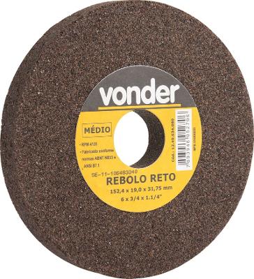 Rebolo Reto 152,4x19,0x31,8 G60 Óxido De Alumínio Uso Geral 