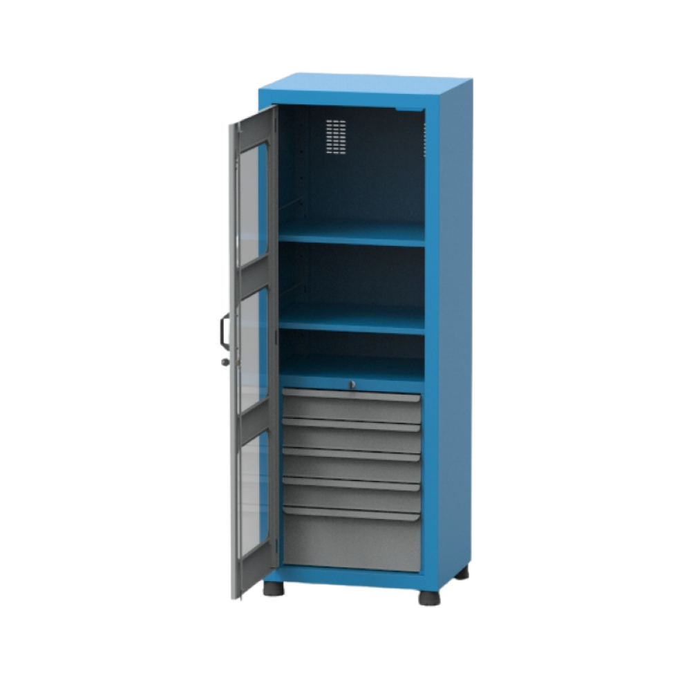 Armário com 2 Prateleiras reguláveis 5 Gavetas e Visor de acrílico ARM015A CMB - 2