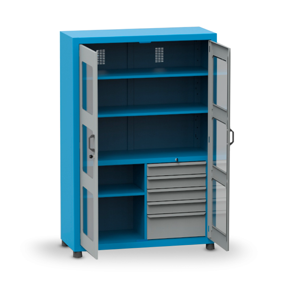 Armário com 2 Prateleiras reguláveis 5 Gavetas e Visor de acrílico ARM007A CMB - 2