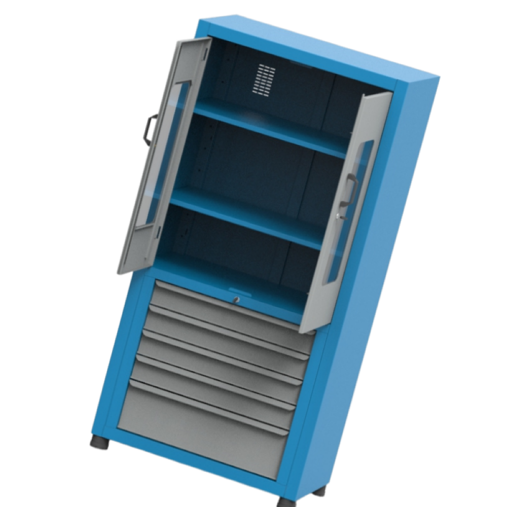 Armário Médio com 2 Prateleiras reguláveis 6 Gavetas M e Visor de acrílico ARM021A CMB - 1