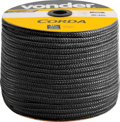 Corda Multifilamento Trançada 12mm 140m Preta Carretel - Von