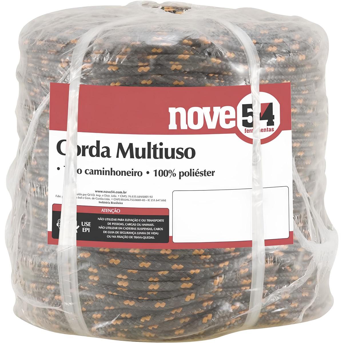 Corda Multifilamento Trançada 16mm 13kg 85 Metros Cinza Nove54 Poliéster Rolo Multiuso Caminhoneiro - 4